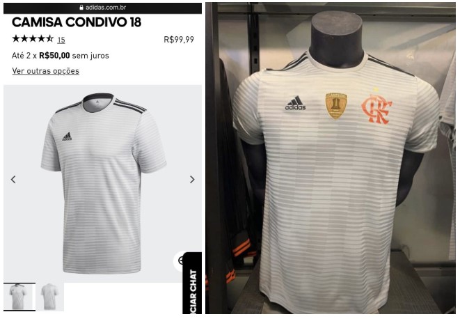 Duas versões da mesma camiseta da Adidas. 